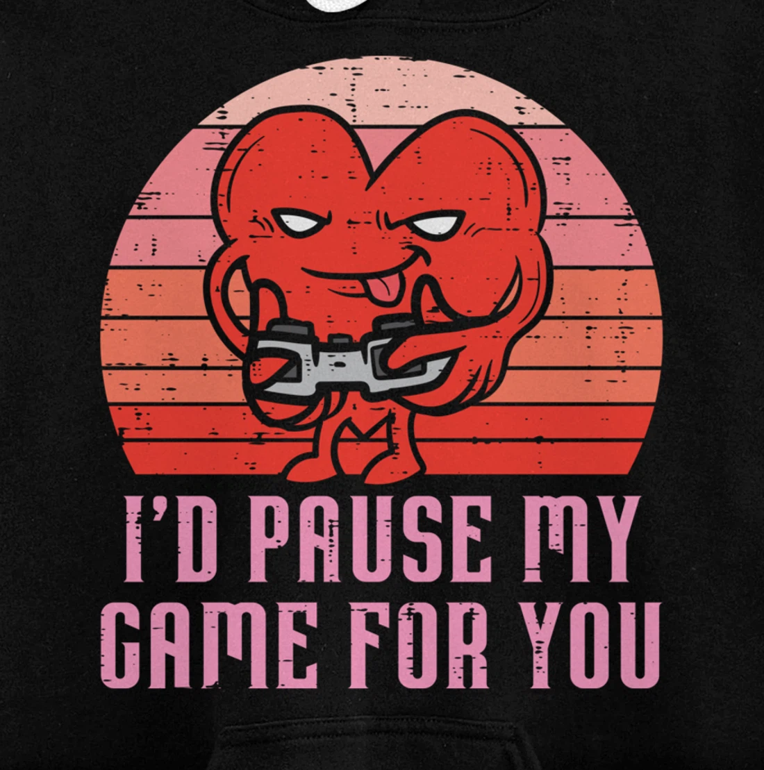 Id Pause My Game For You Gamer Heart Mens Valentines Day Boy Pullover Hoodie