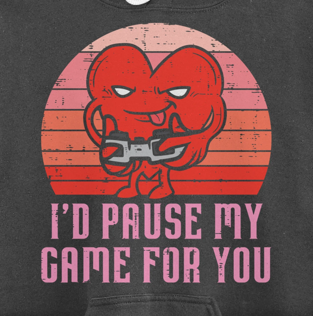 Id Pause My Game For You Gamer Heart Mens Valentines Day Boy Pullover Hoodie