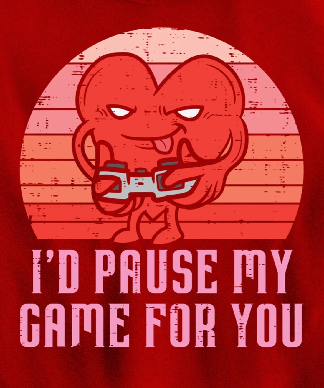 Id Pause My Game For You Gamer Heart Mens Valentines Day Boy Pullover Hoodie