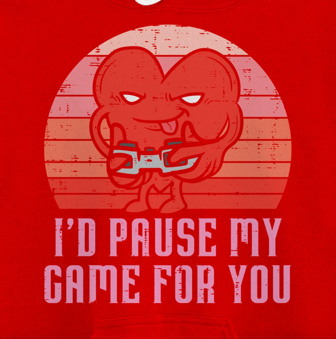 Id Pause My Game For You Gamer Heart Mens Valentines Day Boy Pullover Hoodie