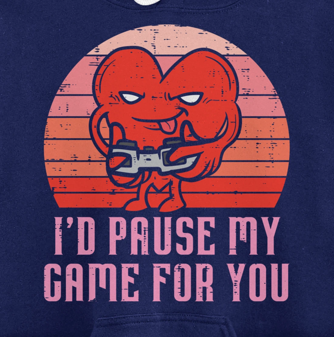 Id Pause My Game For You Gamer Heart Mens Valentines Day Boy Pullover Hoodie