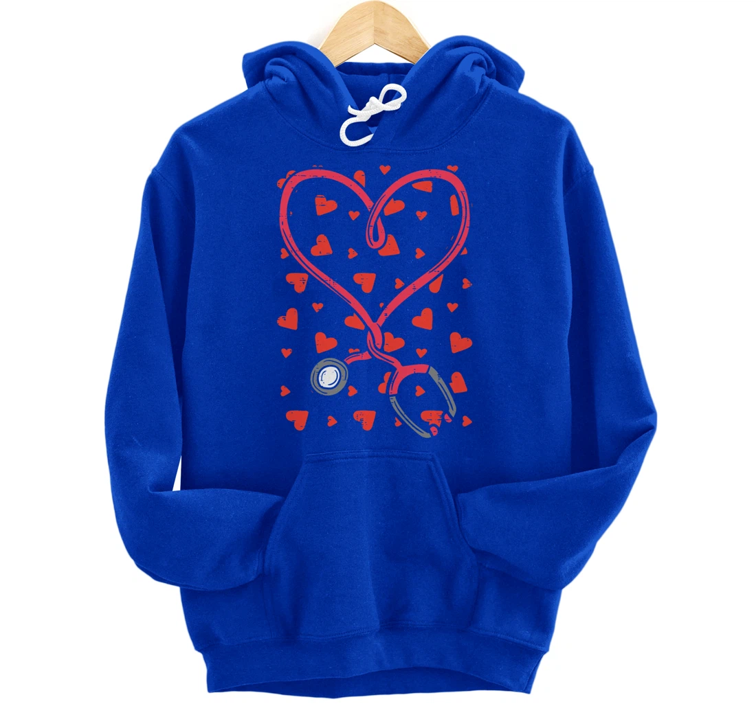 Heart Stethoscope Cute Love Nursing Valentines Day Nurse Pullover Hoodie