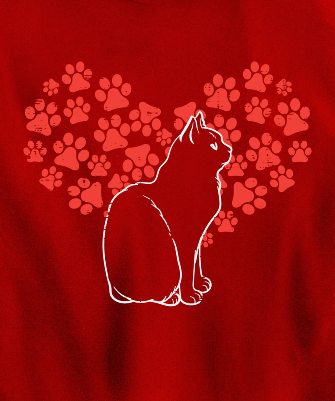 Black Cat Paw Heart Cute Valentines Day Animal Lover Women Pullover Hoodie