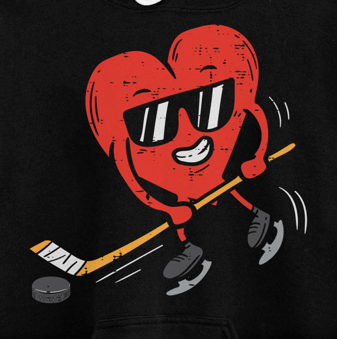 Heart Playing Ice Hockey Valentines Day Love Sports Boys Pullover Hoodie