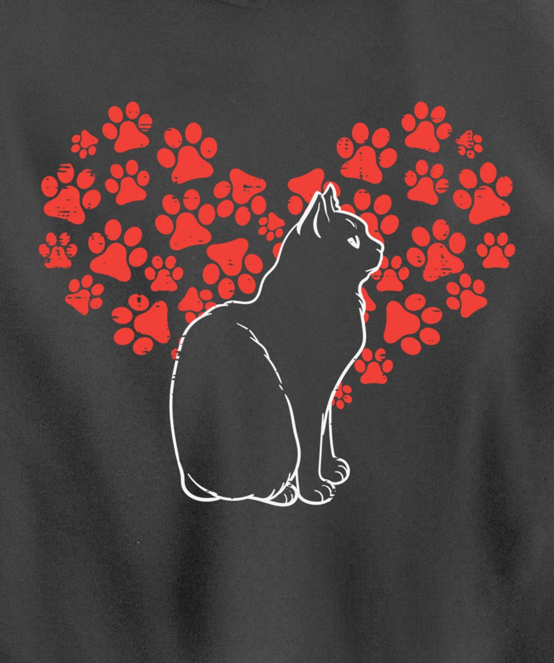 Black Cat Paw Heart Cute Valentines Day Animal Lover Women Pullover Hoodie