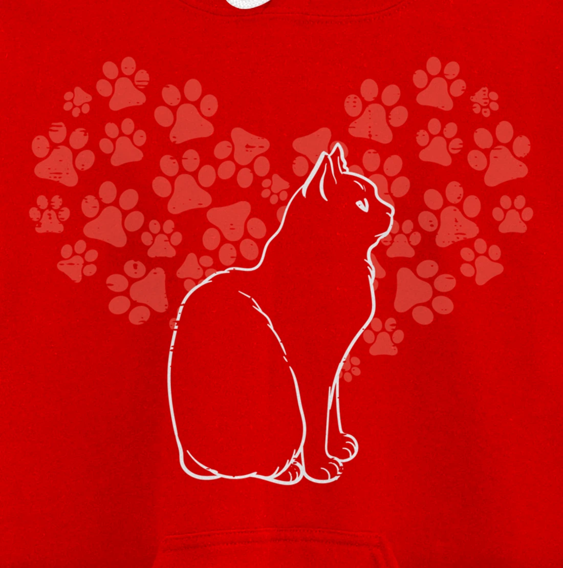 Black Cat Paw Heart Cute Valentines Day Animal Lover Women Pullover Hoodie