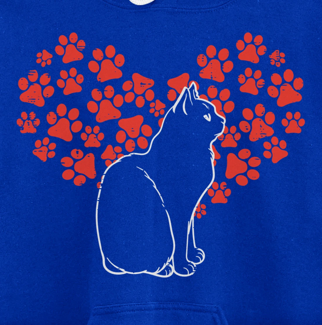 Black Cat Paw Heart Cute Valentines Day Animal Lover Women Pullover Hoodie