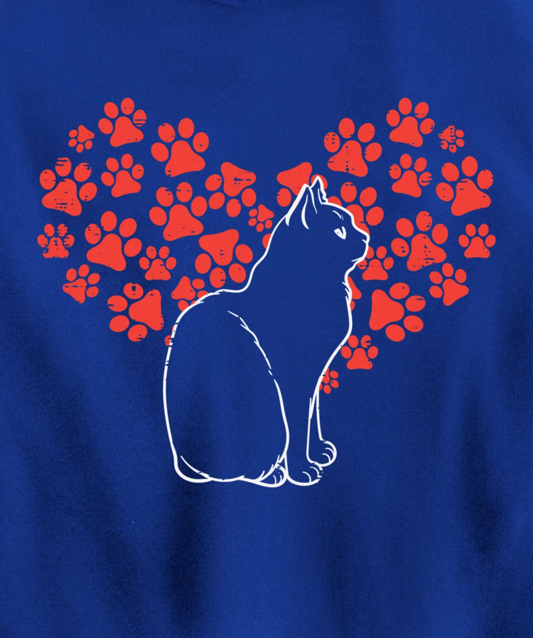 Black Cat Paw Heart Cute Valentines Day Animal Lover Women Pullover Hoodie