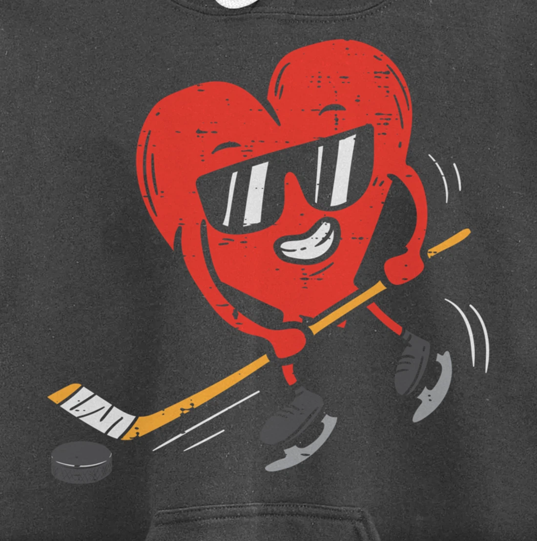 Heart Playing Ice Hockey Valentines Day Love Sports Boys Pullover Hoodie