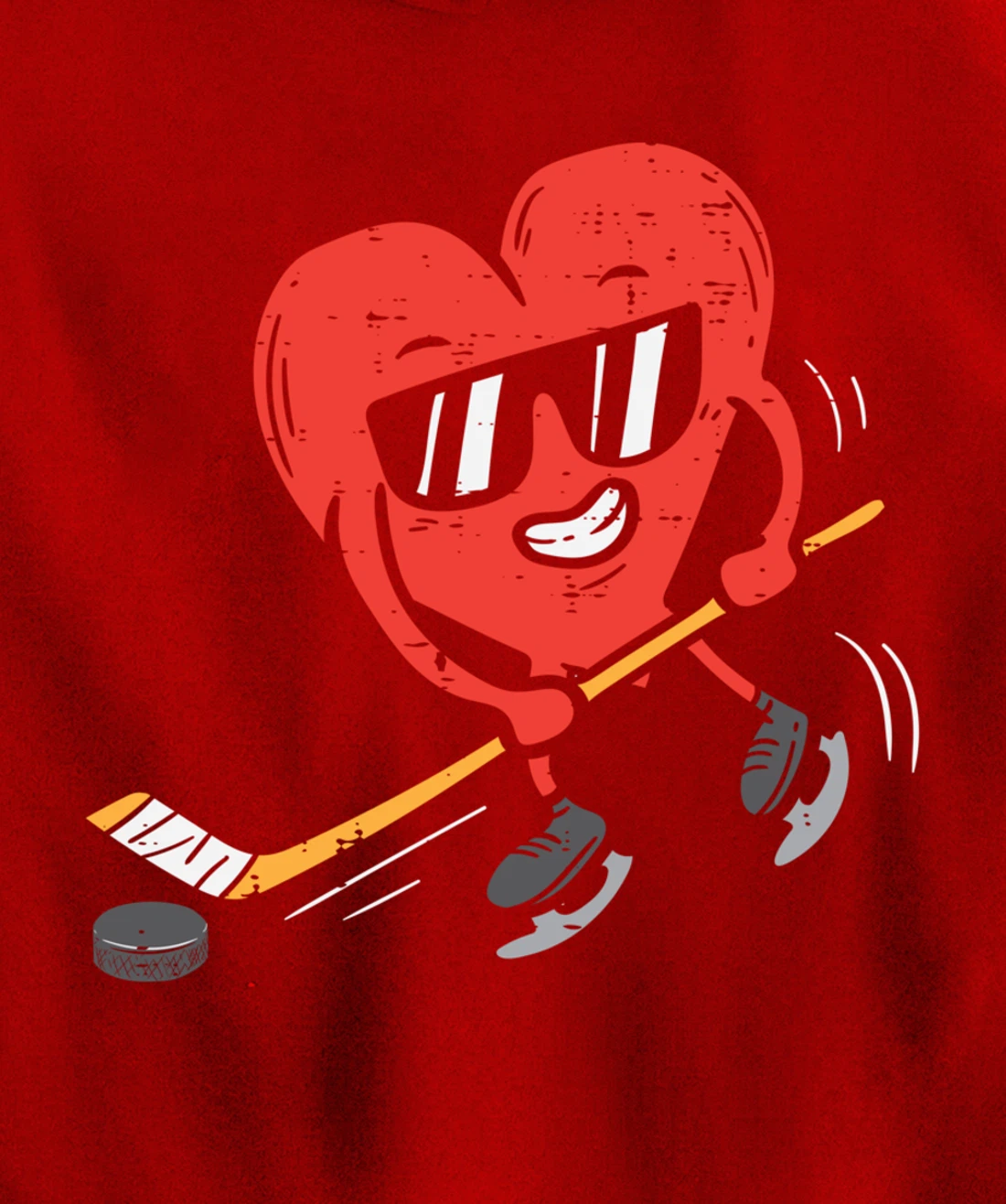 Heart Playing Ice Hockey Valentines Day Love Sports Boys Pullover Hoodie