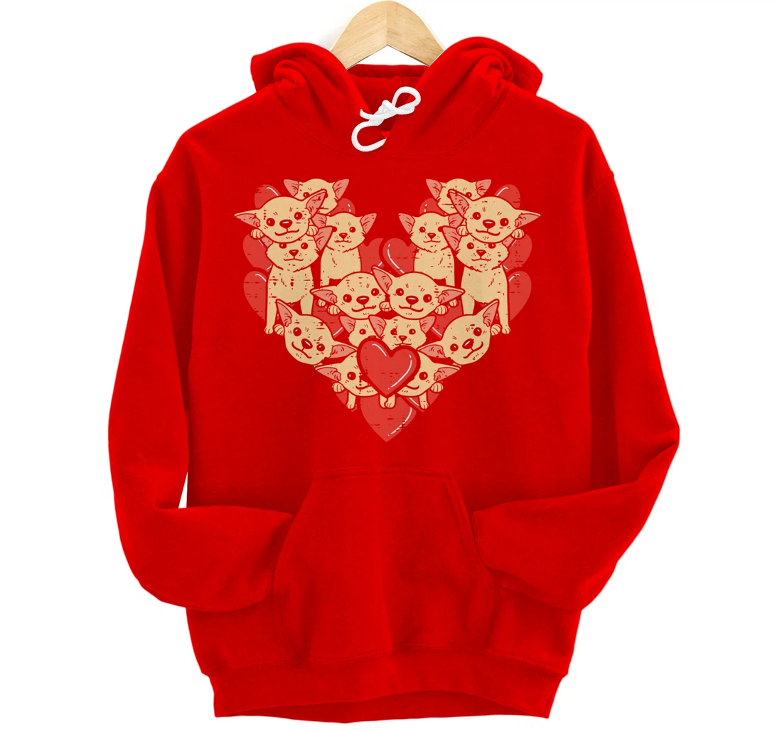 Chihuahuas Hearts Valentines Day Chiwawa Dog Lover Owner Pullover Hoodie