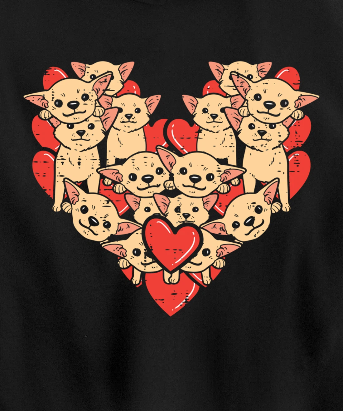 Chihuahuas Hearts Valentines Day Chiwawa Dog Lover Owner Pullover Hoodie