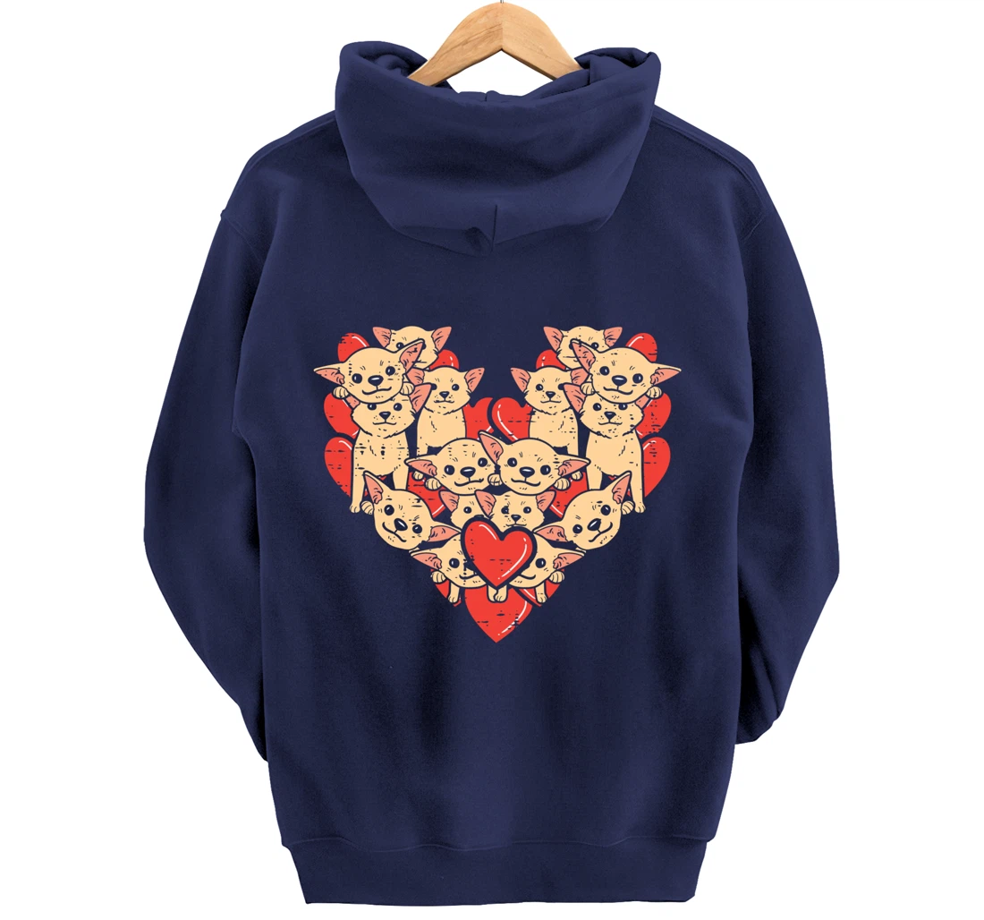 Chihuahuas Hearts Valentines Day Chiwawa Dog Lover Owner Pullover Hoodie