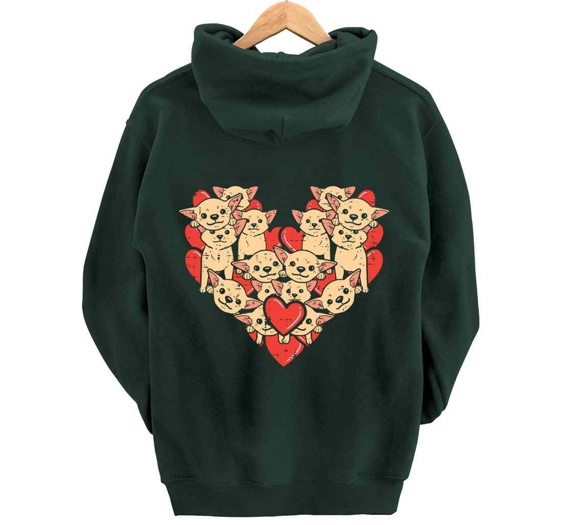 Chihuahuas Hearts Valentines Day Chiwawa Dog Lover Owner Pullover Hoodie