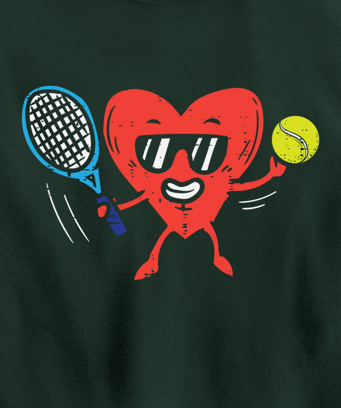 Heart Playing Tennis Cute Valentines Day Love Sports Player Pullover Hoodie