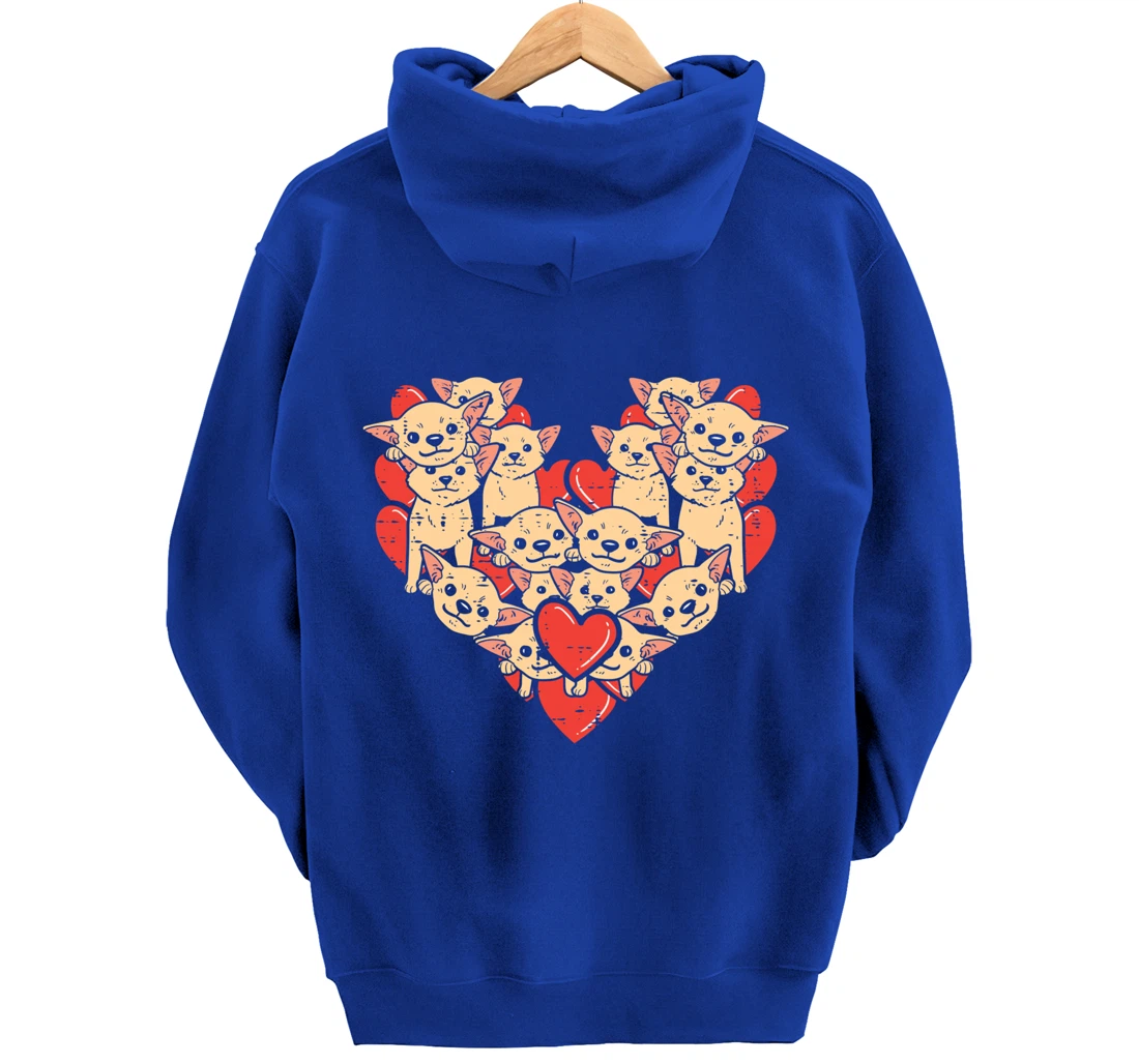 Chihuahuas Hearts Valentines Day Chiwawa Dog Lover Owner Pullover Hoodie