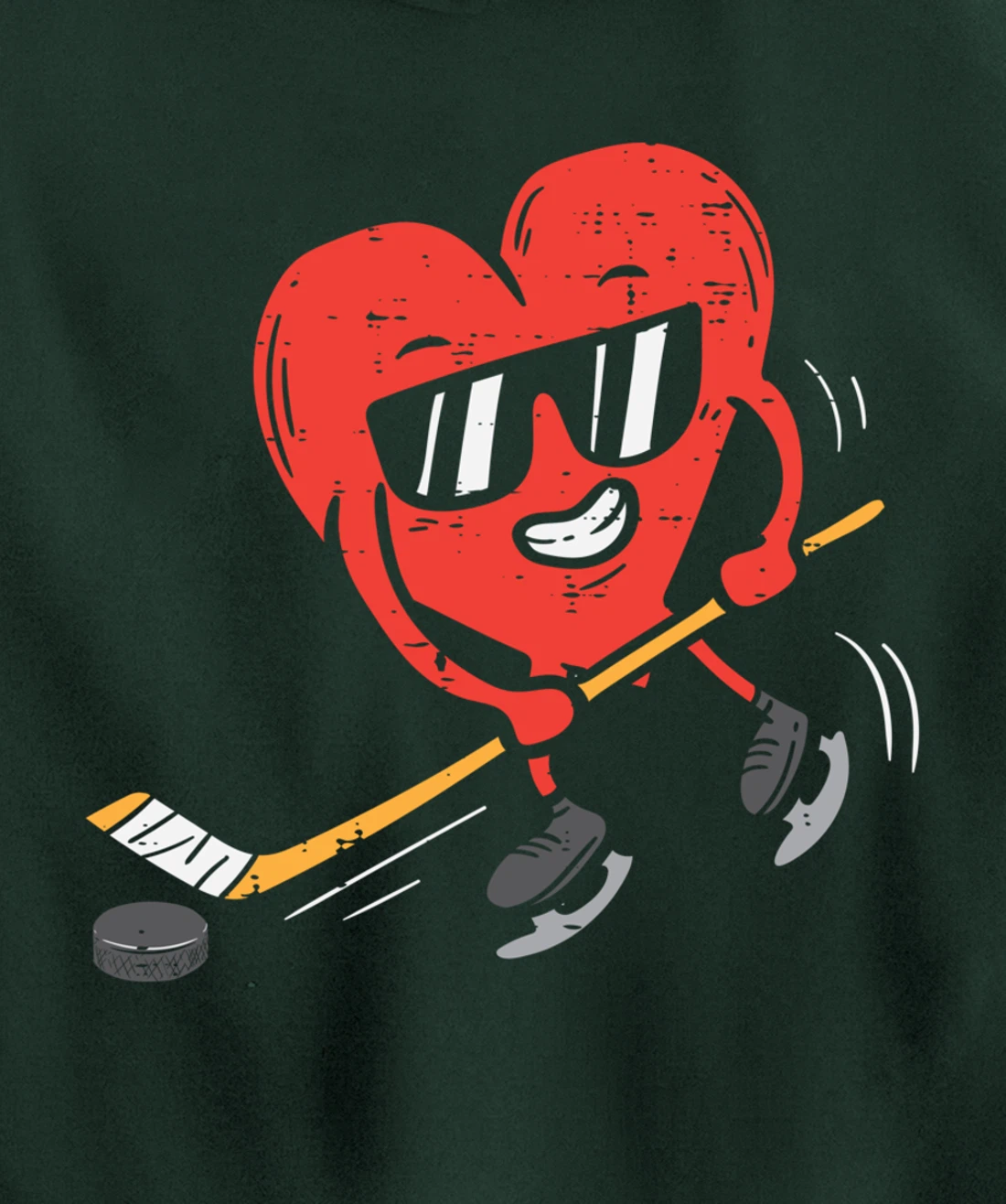 Heart Playing Ice Hockey Valentines Day Love Sports Boys Pullover Hoodie