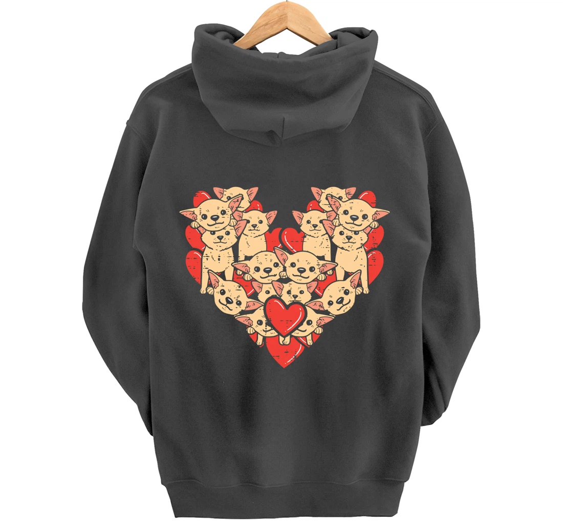 Chihuahuas Hearts Valentines Day Chiwawa Dog Lover Owner Pullover Hoodie