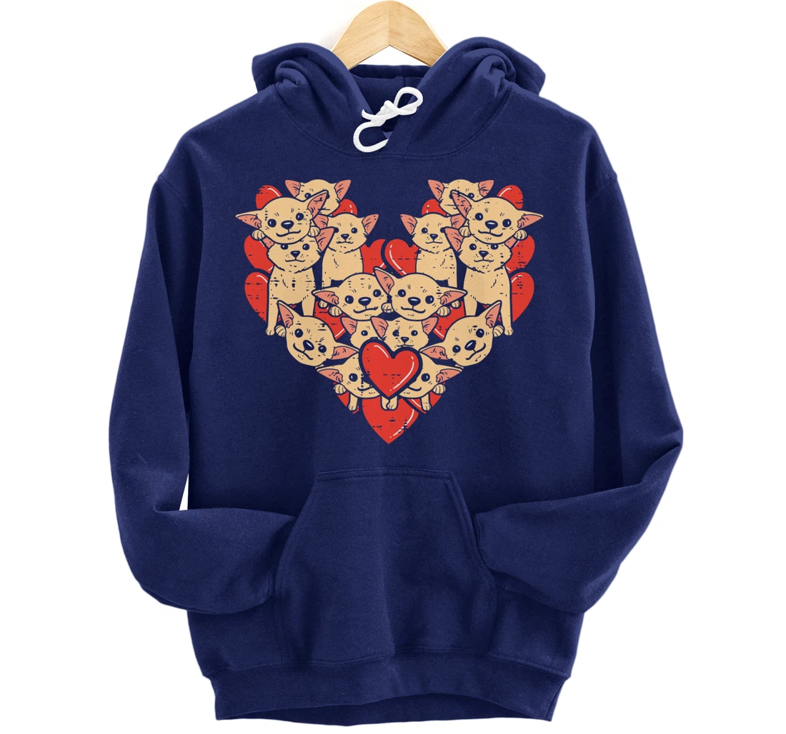 Chihuahuas Hearts Valentines Day Chiwawa Dog Lover Owner Pullover Hoodie
