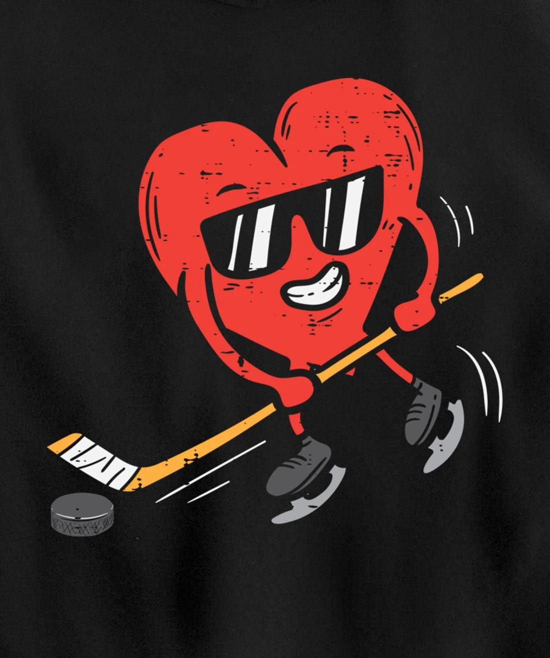 Heart Playing Ice Hockey Valentines Day Love Sports Boys Pullover Hoodie