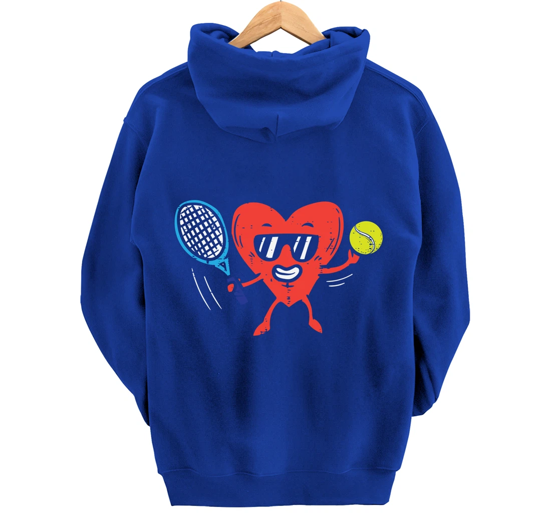 Heart Playing Tennis Cute Valentines Day Love Sports Player Pullover Hoodie