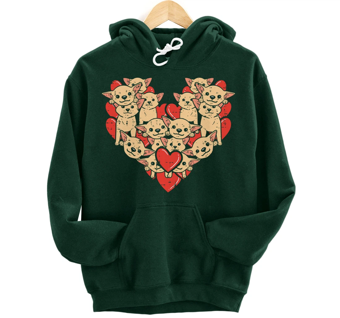 Chihuahuas Hearts Valentines Day Chiwawa Dog Lover Owner Pullover Hoodie