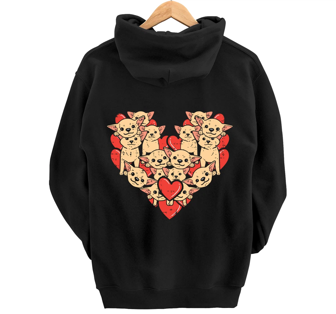 Chihuahuas Hearts Valentines Day Chiwawa Dog Lover Owner Pullover Hoodie