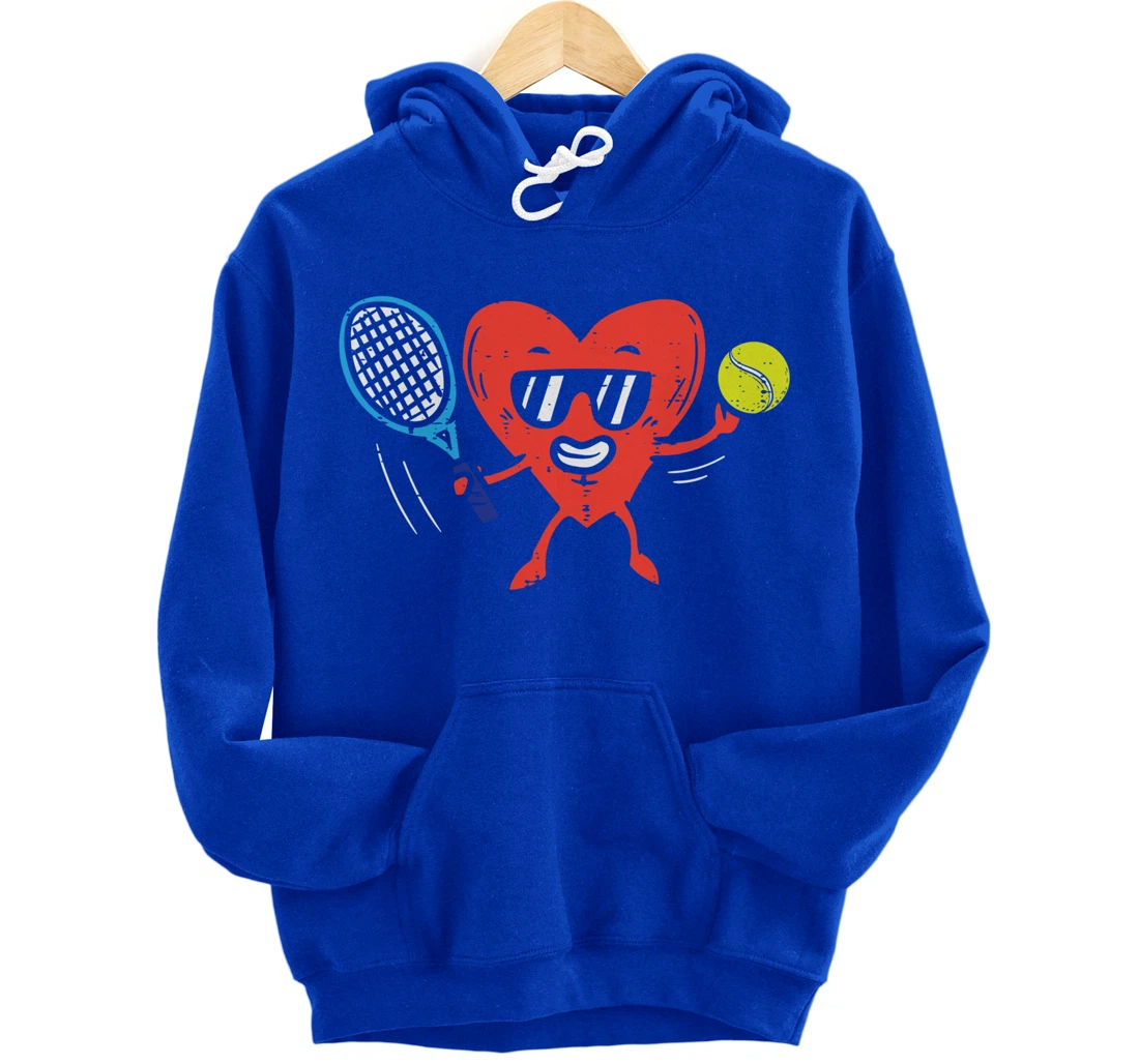 Heart Playing Tennis Cute Valentines Day Love Sports Player Pullover Hoodie