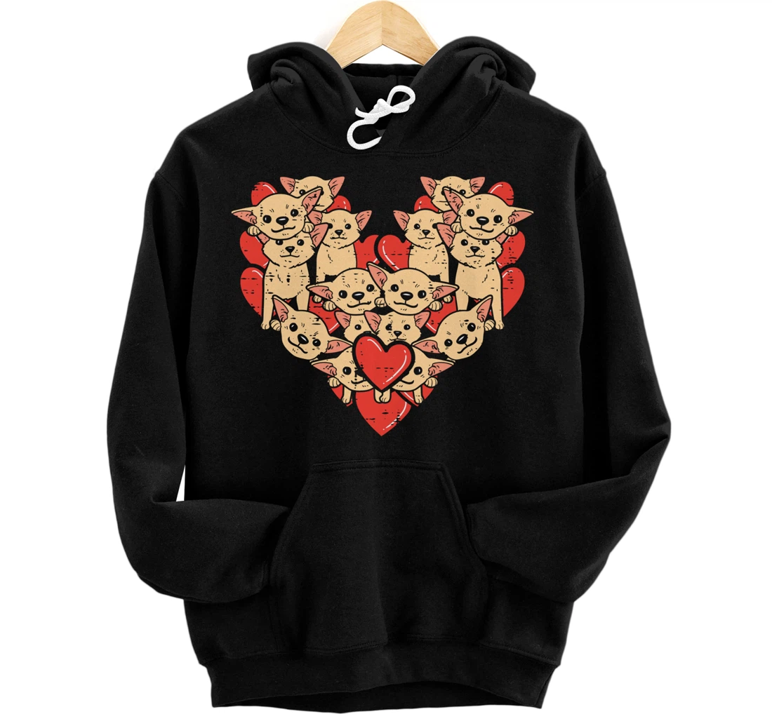 Chihuahuas Hearts Valentines Day Chiwawa Dog Lover Owner Pullover Hoodie