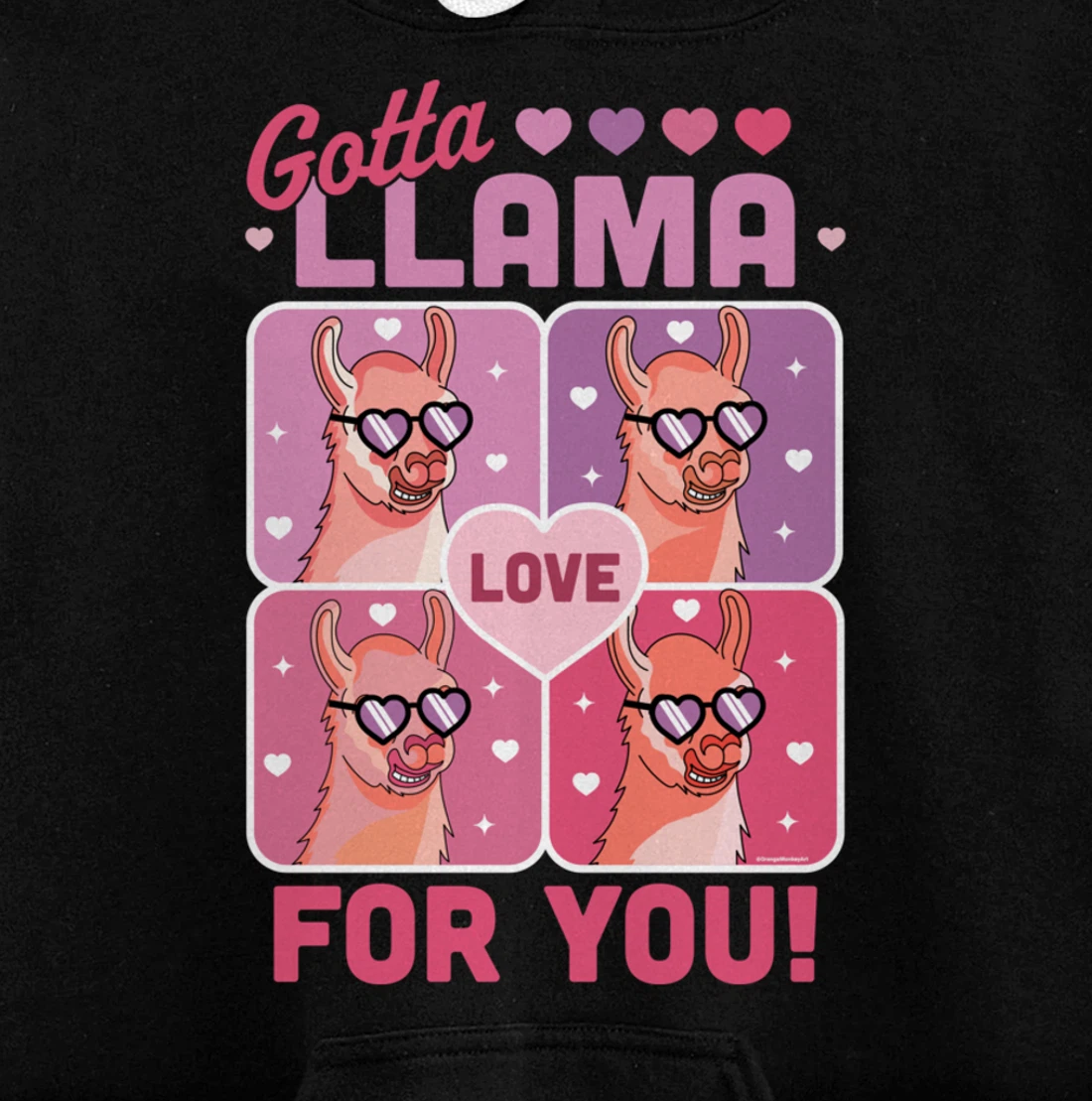 Gotta Llama Love For You Valentine's Day Llama Alpaca Funny Pullover Hoodie
