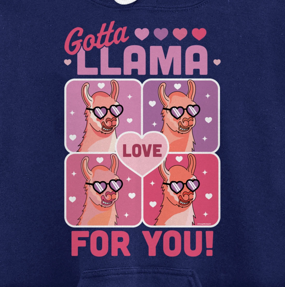 Gotta Llama Love For You Valentine's Day Llama Alpaca Funny Pullover Hoodie