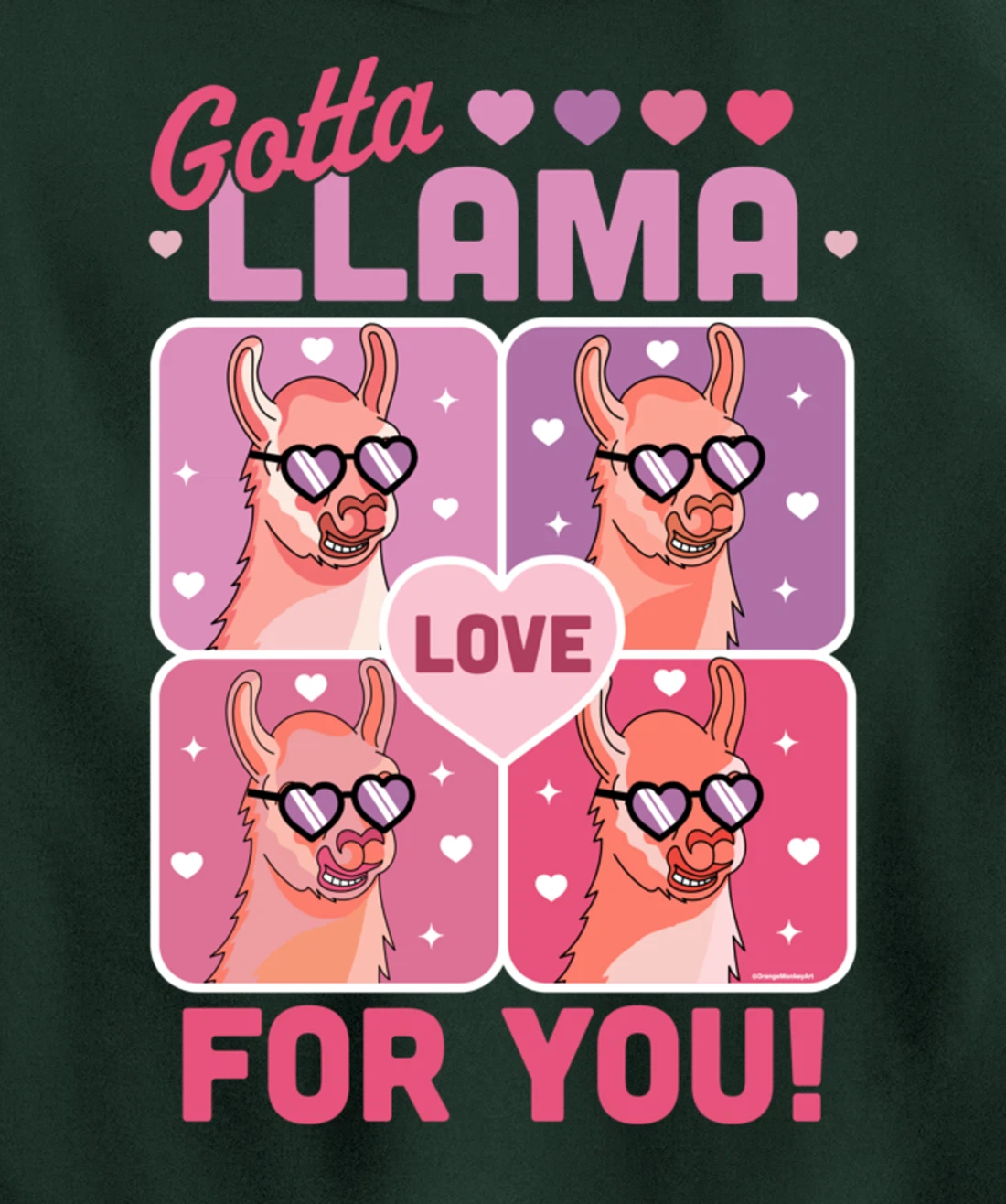 Gotta Llama Love For You Valentine's Day Llama Alpaca Funny Pullover Hoodie