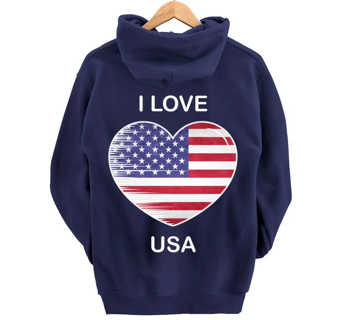 I Love America, My Home, My Country, Heart USA Pullover Hoodie