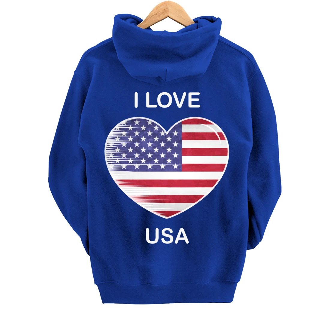 I Love America, My Home, My Country, Heart USA Pullover Hoodie