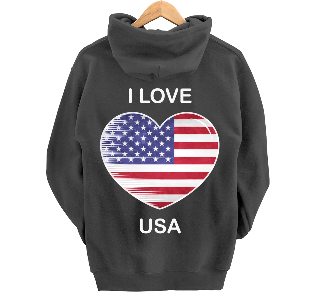 I Love America, My Home, My Country, Heart USA Pullover Hoodie