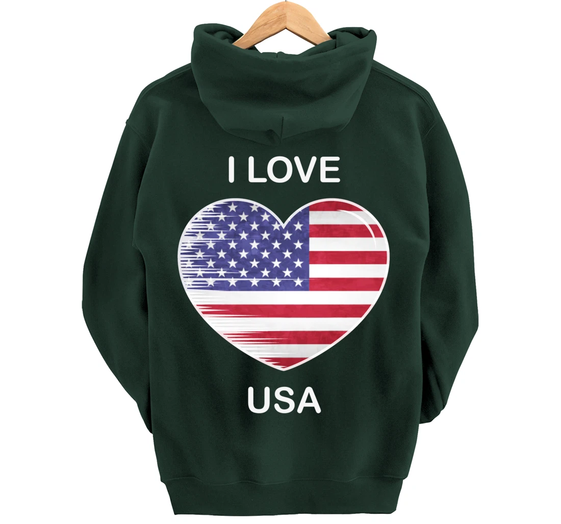 I Love America, My Home, My Country, Heart USA Pullover Hoodie