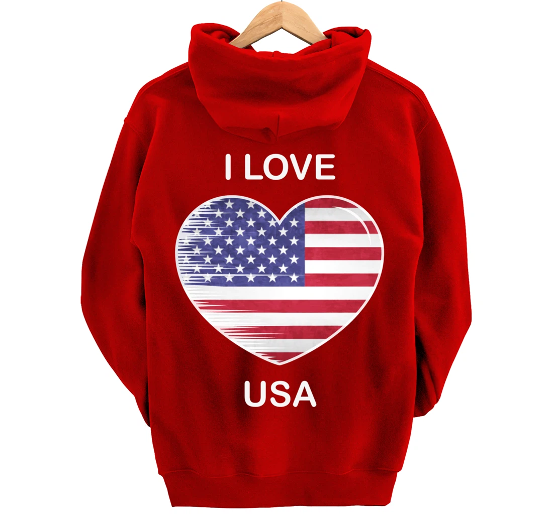 I Love America, My Home, My Country, Heart USA Pullover Hoodie