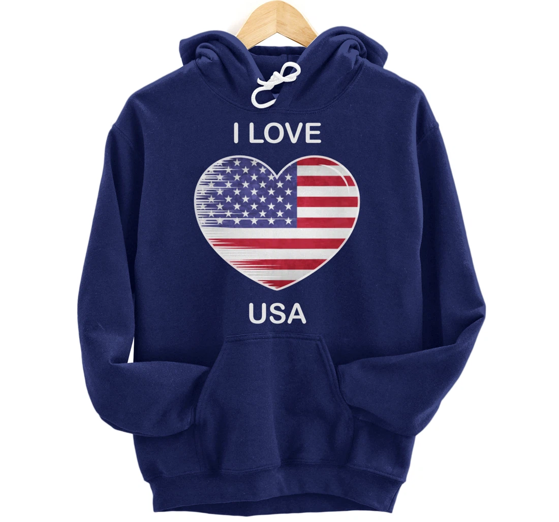 I Love America, My Home, My Country, Heart USA Pullover Hoodie