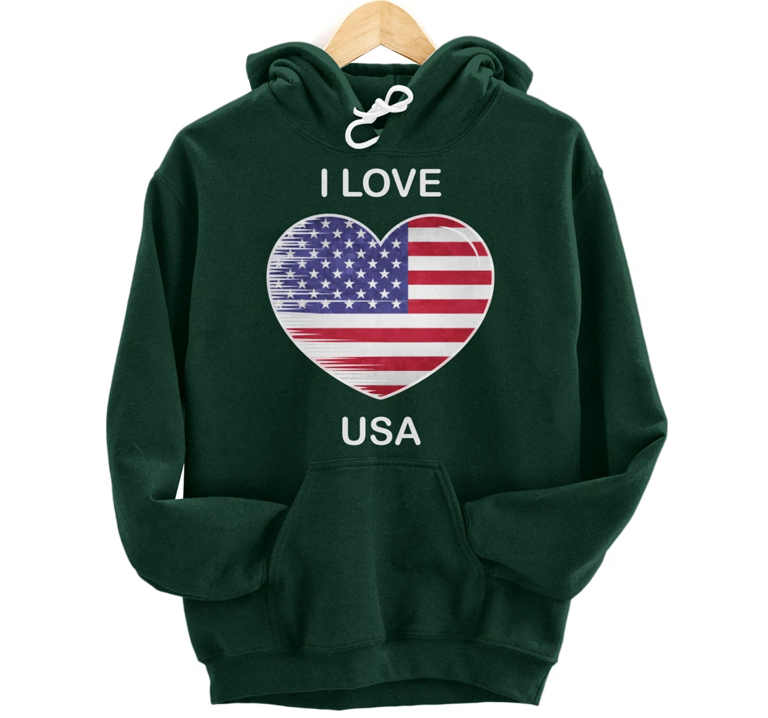 I Love America, My Home, My Country, Heart USA Pullover Hoodie