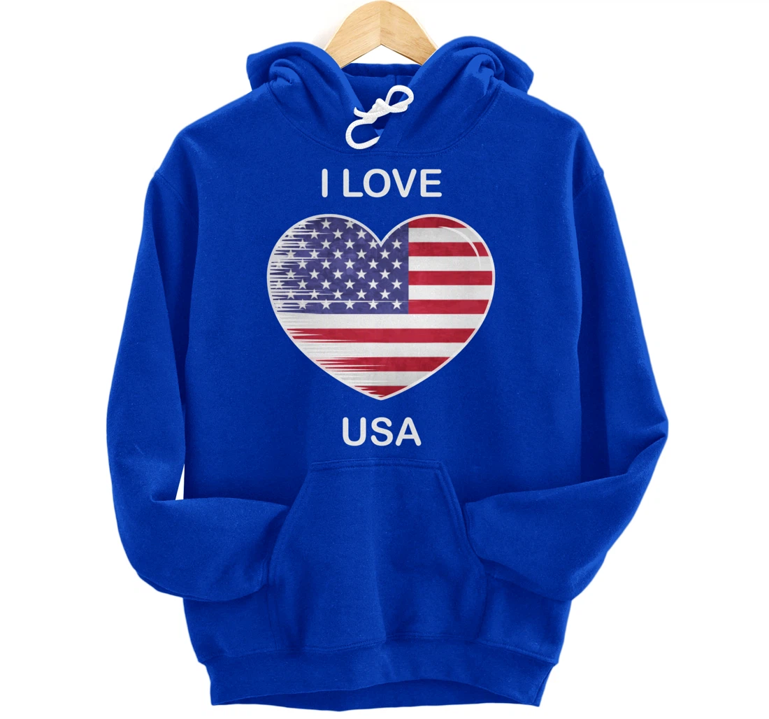 I Love America, My Home, My Country, Heart USA Pullover Hoodie