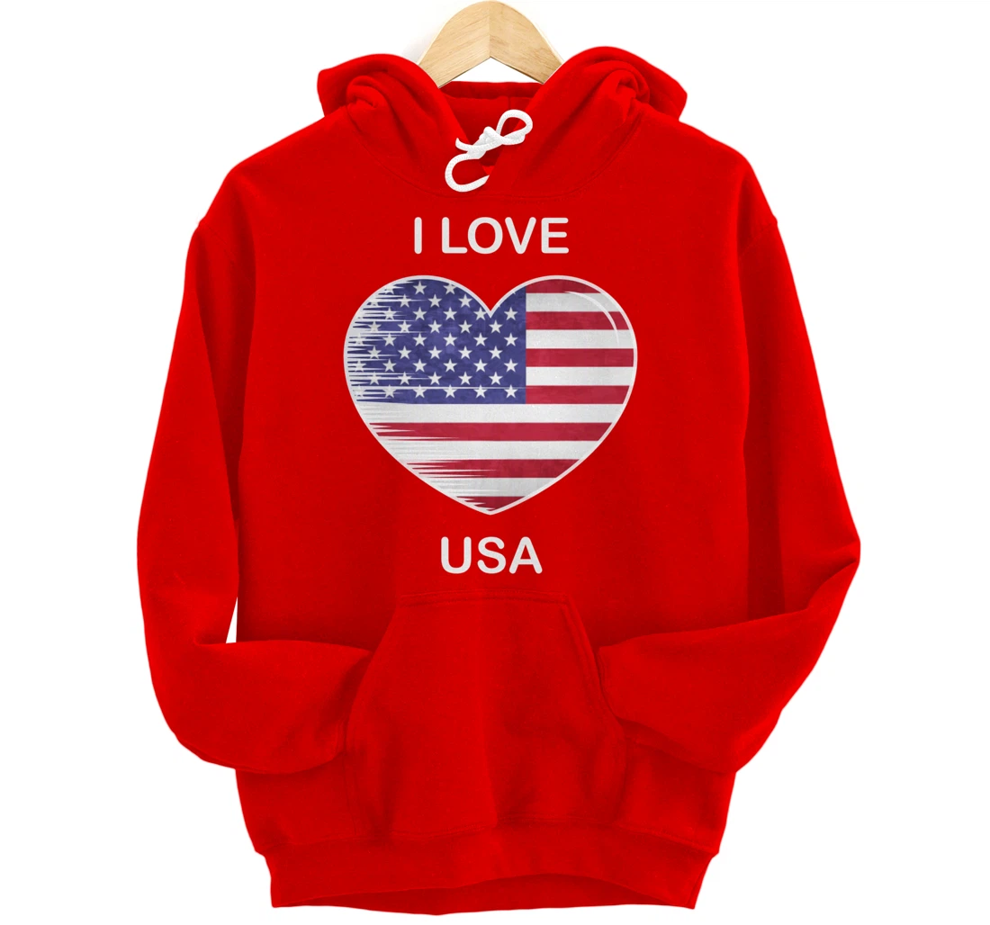 I Love America, My Home, My Country, Heart USA Pullover Hoodie