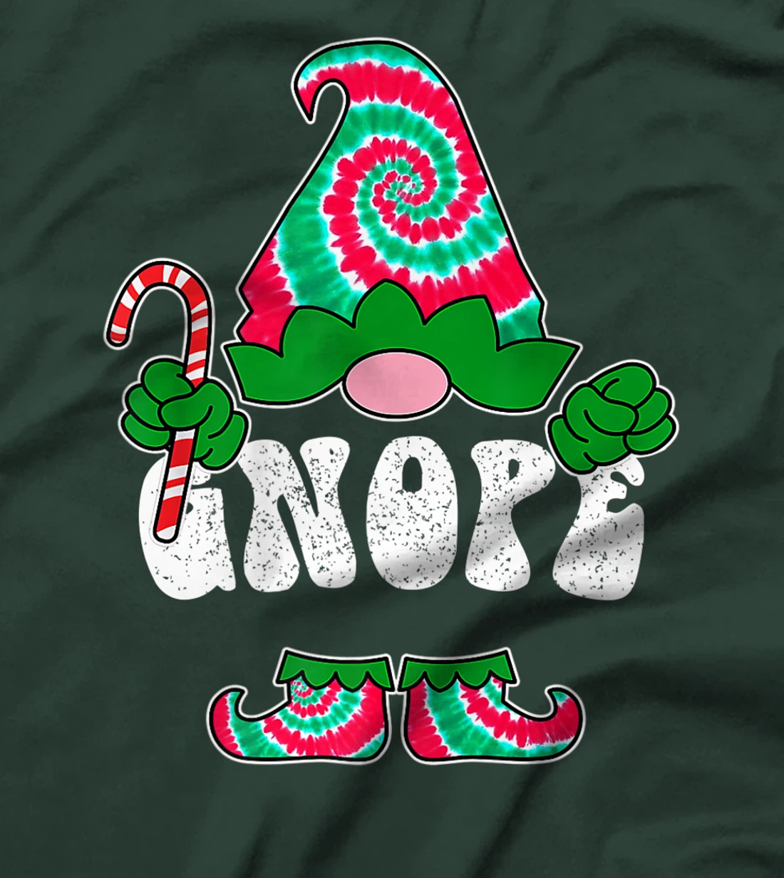 Nope Gnope Funny Christmas Gnome Christmas Holiday Tie Dye T-Shirt, Women T-Shirt
