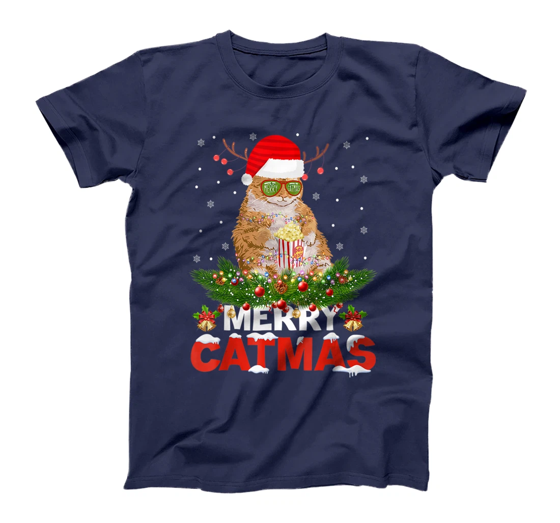 Merry Catmas Cat Christmas Pajamas X-mas Ugly Sweater Womens T-Shirt