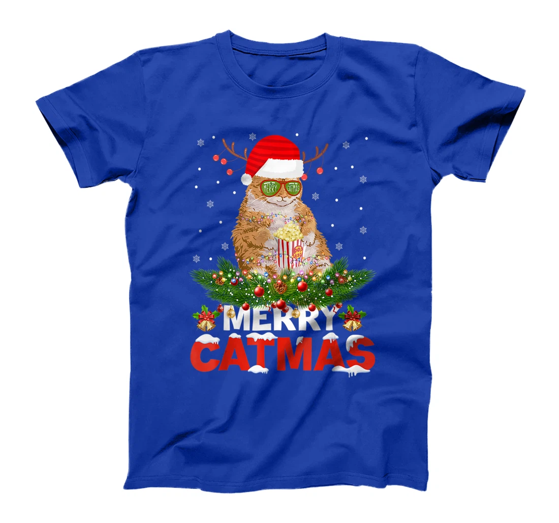 Merry Catmas Cat Christmas Pajamas X-mas Ugly Sweater Womens T-Shirt