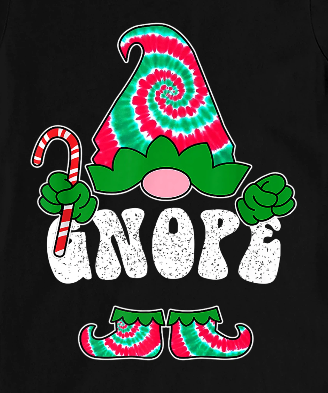 Nope Gnope Funny Christmas Gnome Christmas Holiday Tie Dye T-Shirt, Women T-Shirt