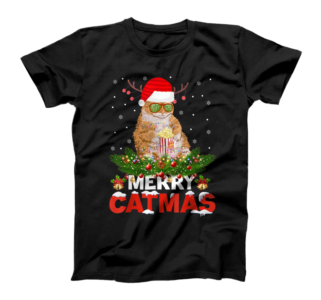 Merry Catmas Cat Christmas Pajamas X-mas Ugly Sweater Womens T-Shirt