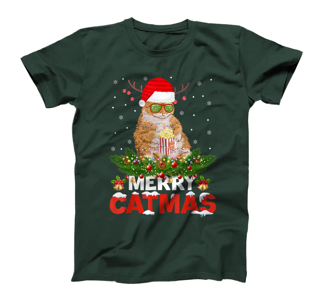 Merry Catmas Cat Christmas Pajamas X-mas Ugly Sweater Womens T-Shirt