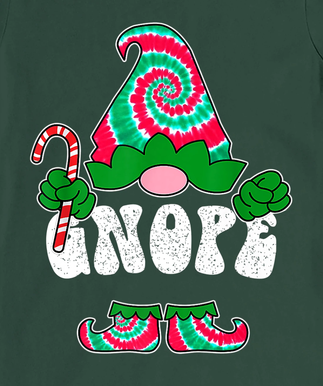 Nope Gnope Funny Christmas Gnome Christmas Holiday Tie Dye T-Shirt, Women T-Shirt