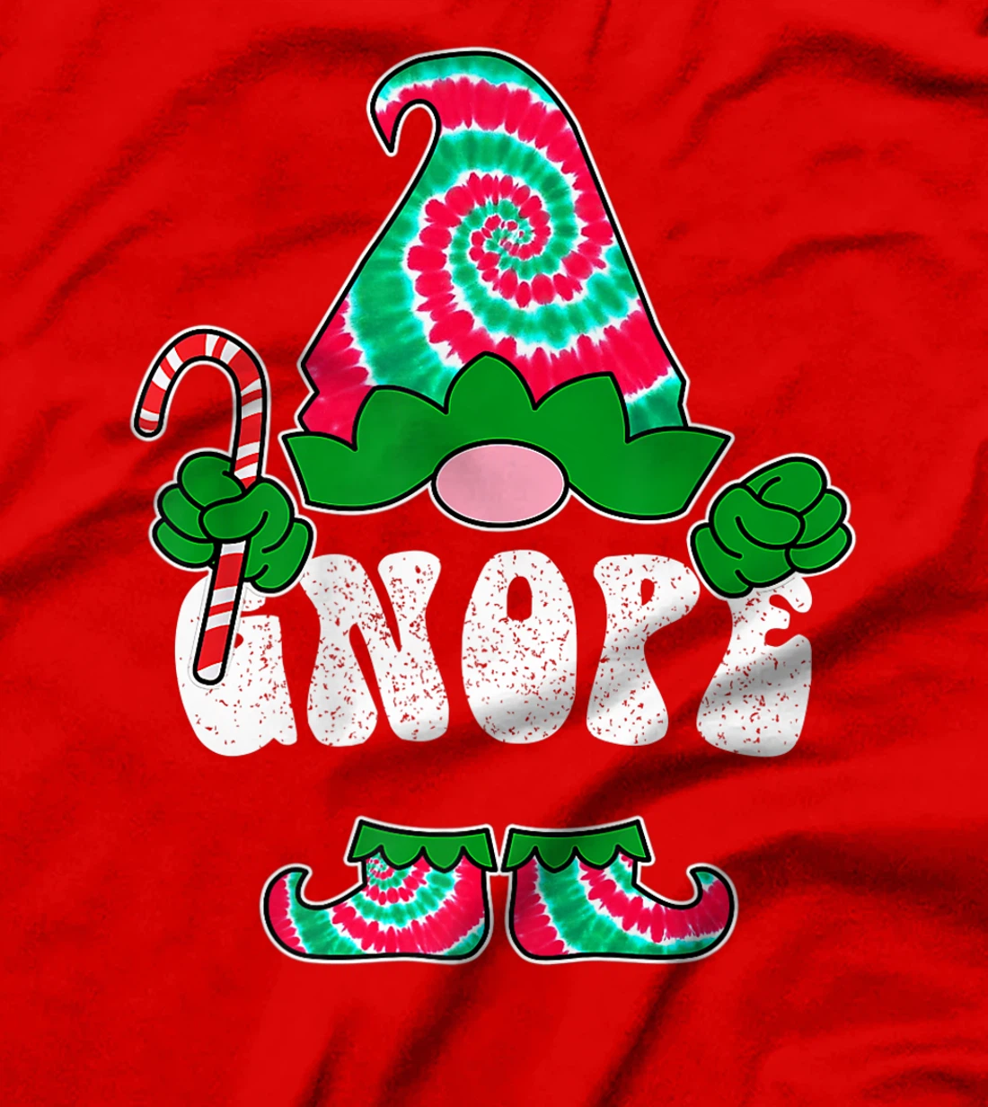 Nope Gnope Funny Christmas Gnome Christmas Holiday Tie Dye T-Shirt, Women T-Shirt