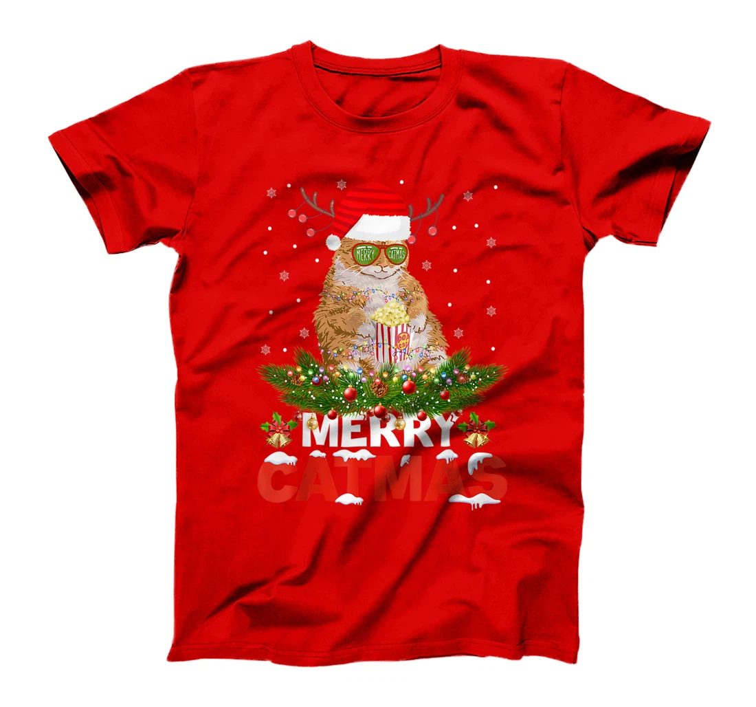 Merry Catmas Cat Christmas Pajamas X-mas Ugly Sweater Womens T-Shirt
